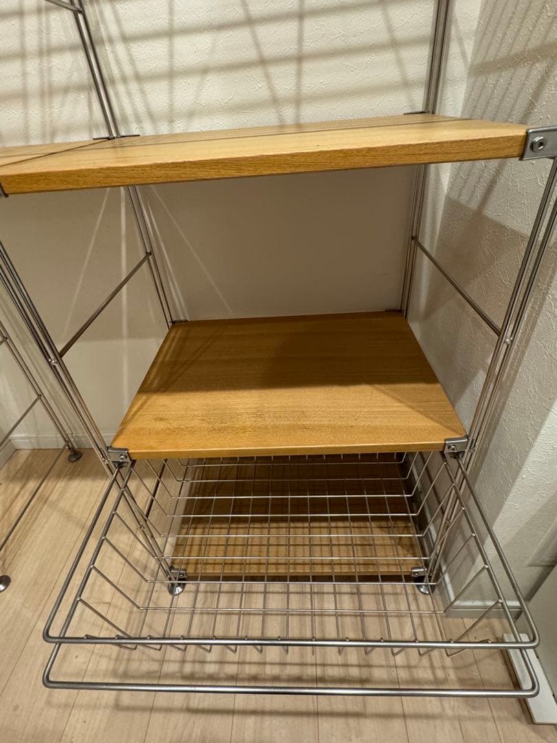 無印良品　ステンレスユニットシェルフ　ワイヤーバスケット付き