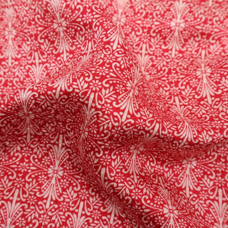 【七五三】5点セット　3歳女児 小花 子供着物帯小物 赤 正絹 8RR3