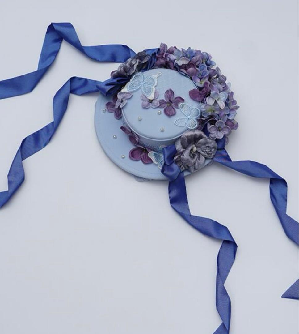 K*1様 星箱works カクテルハット　キャノティエ　花と蝶の刺繍付き帽子