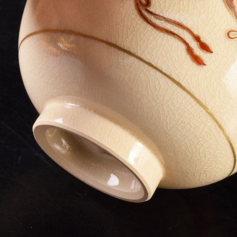 茶道具　薩摩焼　橋本陶王山作　色絵金彩　磬の図　茶碗　共箱　V　7121