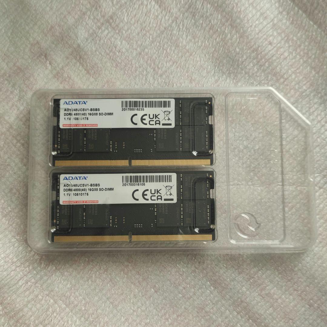 ADATA 32GB(16GBx2) DDR5-4800 SO-DIMM メモリ