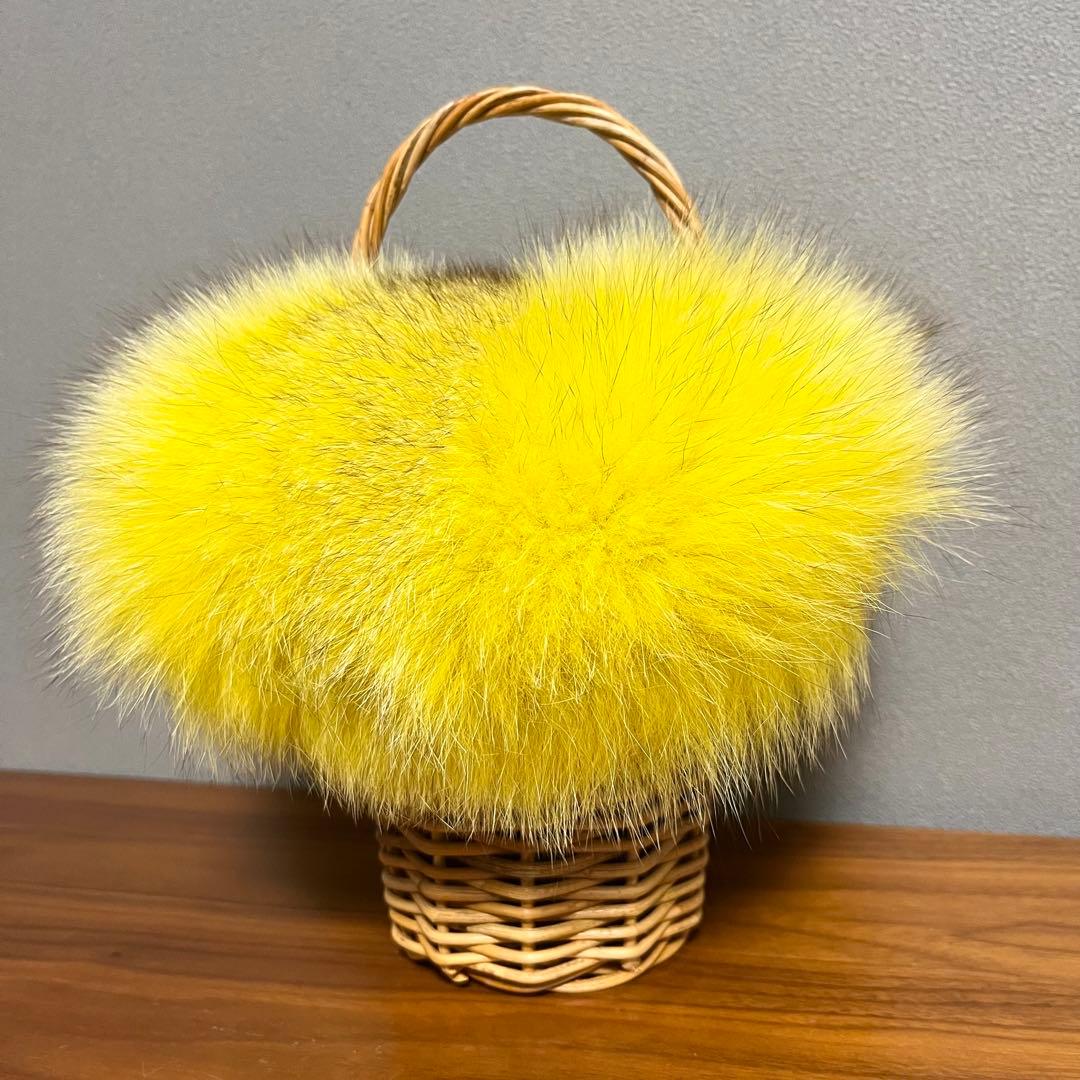 【美品】MANIMARIS マニマリス フォックスファーバスケット かごバッグ