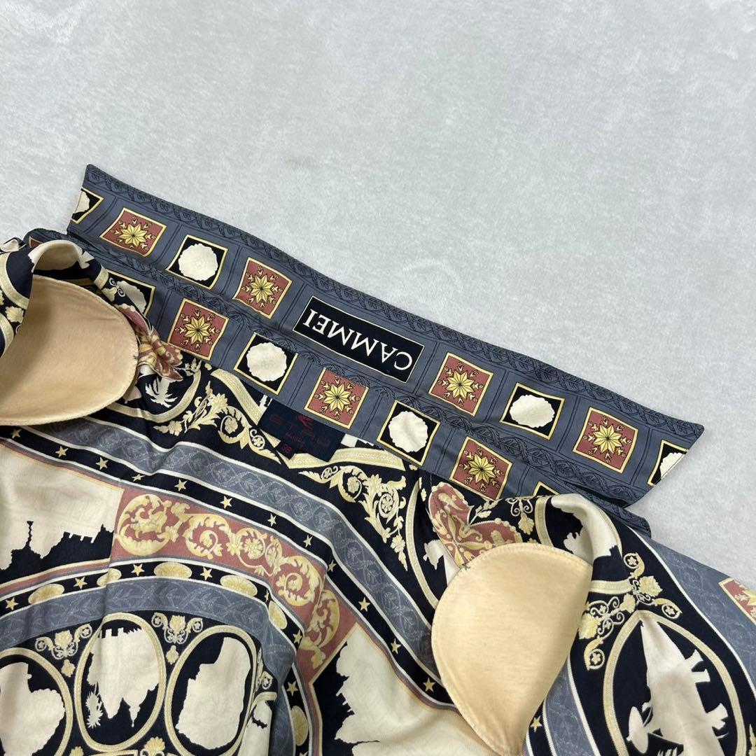 J917 美品 M エトロ シルク100% シャツ マルチカラー レディース