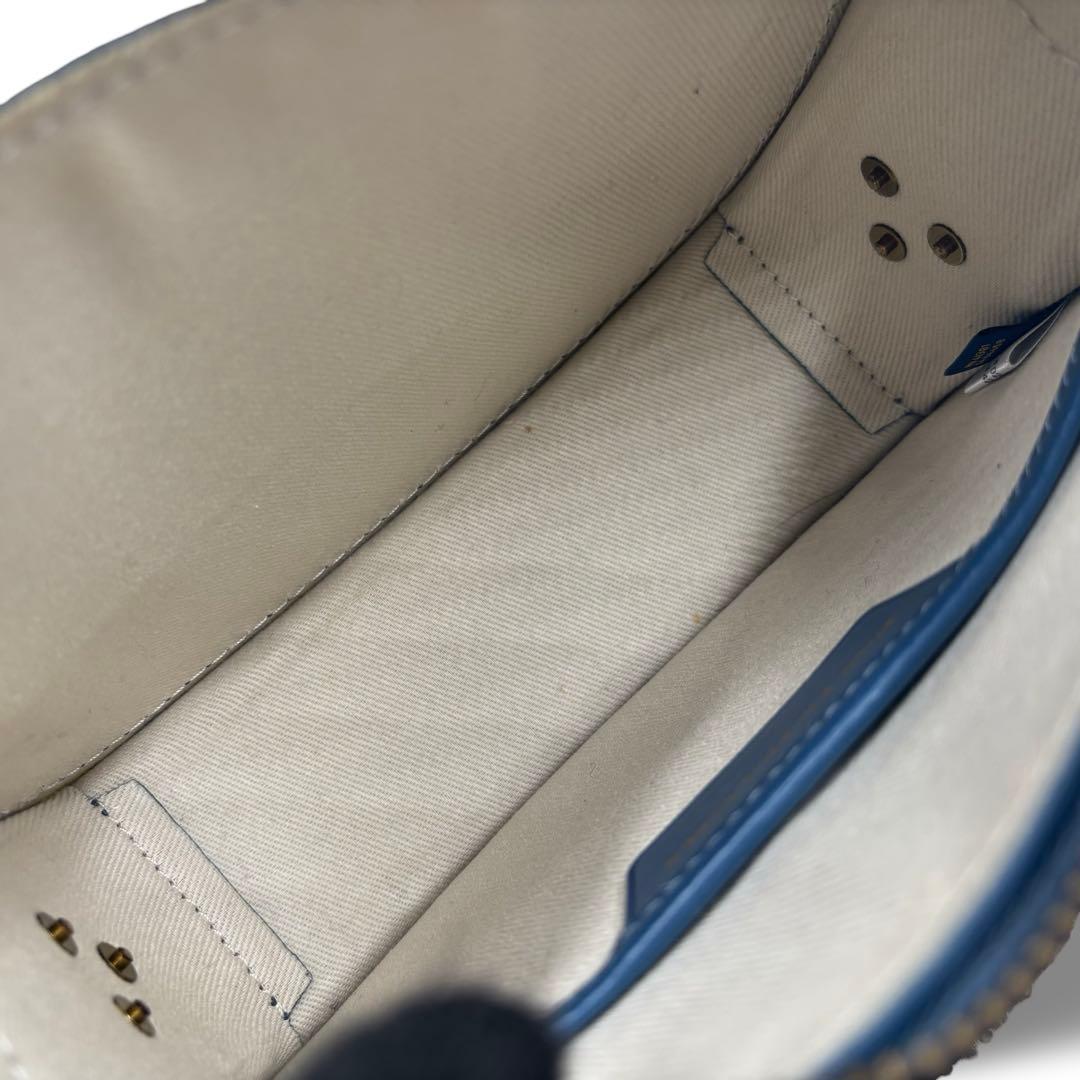 【美品】ポロラルフローレン　ショルダーバッグ　レザー　ブルー　斜め掛け　金具