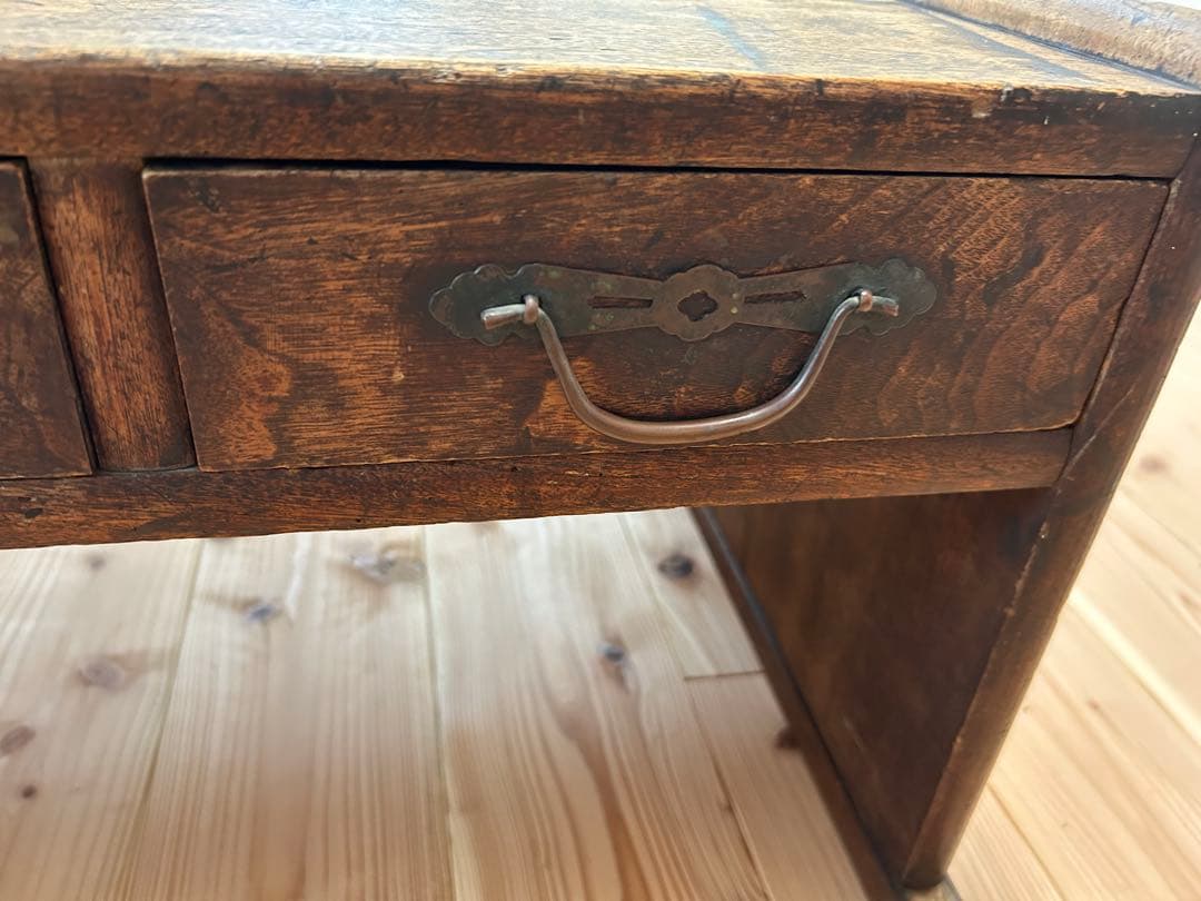 木製　文机　昭和レトロ　アンティーク　ビンテージ　古道具　引き出し付き