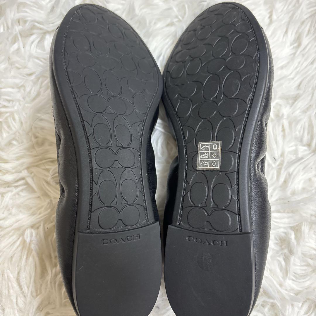 【極美品】COACH コーチ　フラットシューズ バレエシューズ　ブラック24.5