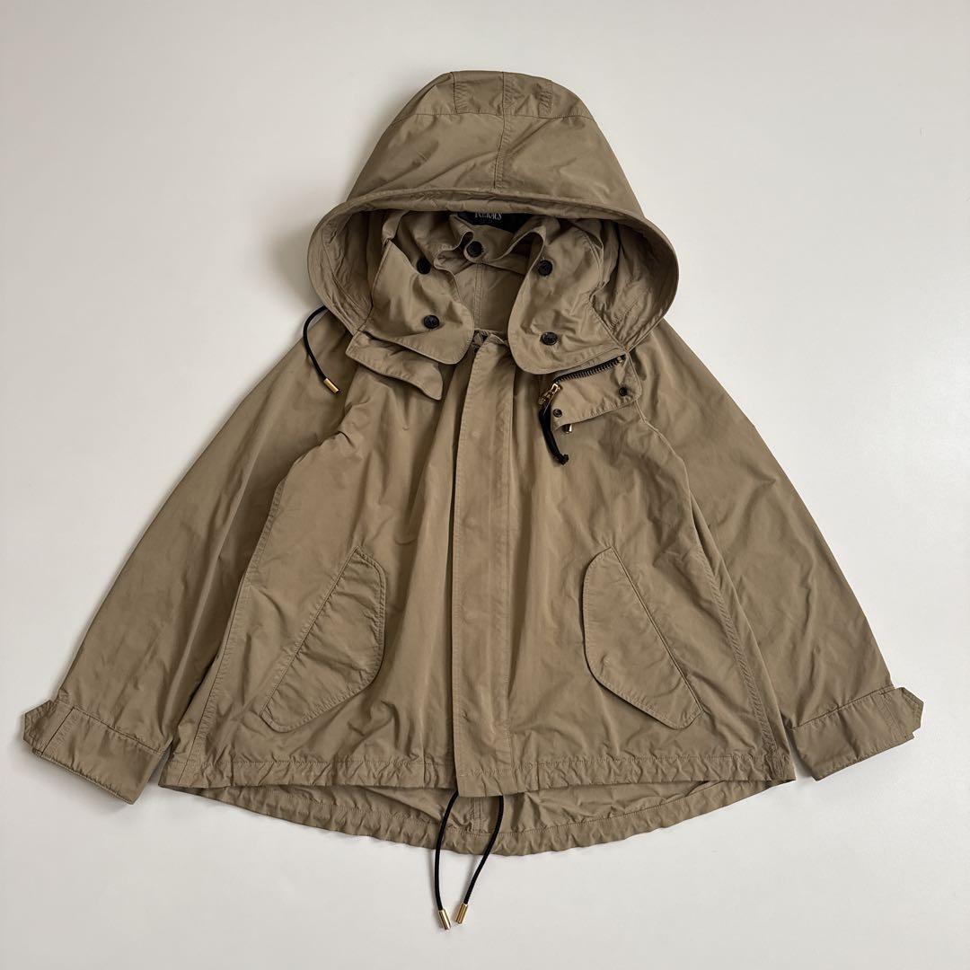 ▪️ザ・リラクス ショートモッズコート 長袖 フード カーキ系 サイズ38