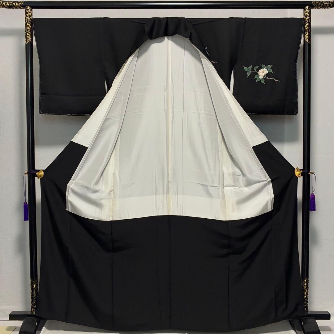 D230 訪問着　椿　正絹　着物　袷　しつけ糸付き未使用極美品