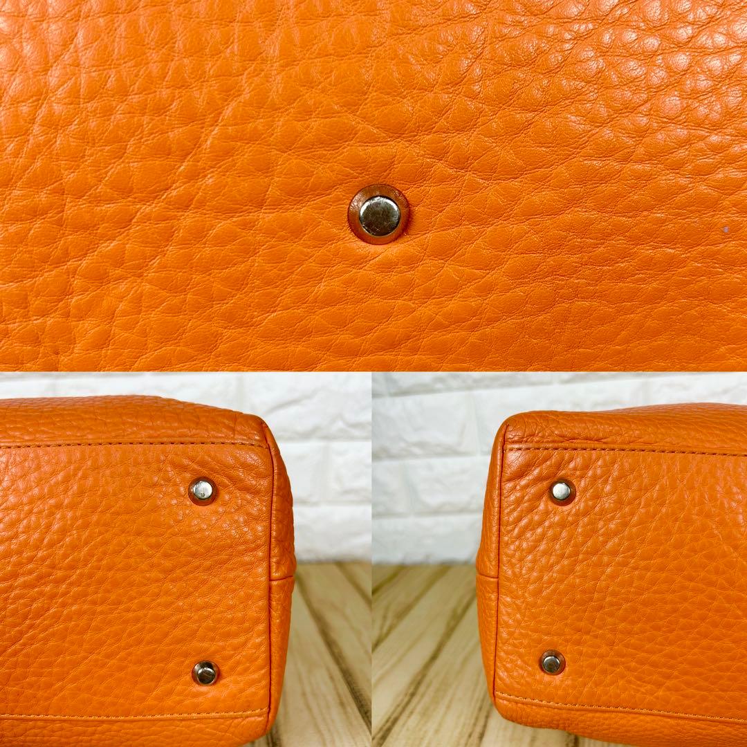 【げんだが】濱野皮革工藝 ハマノ トートバッグ リゼ シボ革 オレンジ