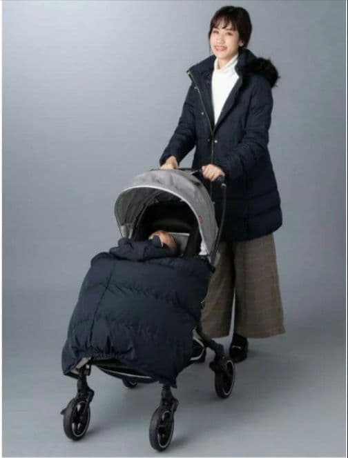 a.i.nママコート ダウン ケープ付 マタニティ M〜L ネイビー 抱っこ対応