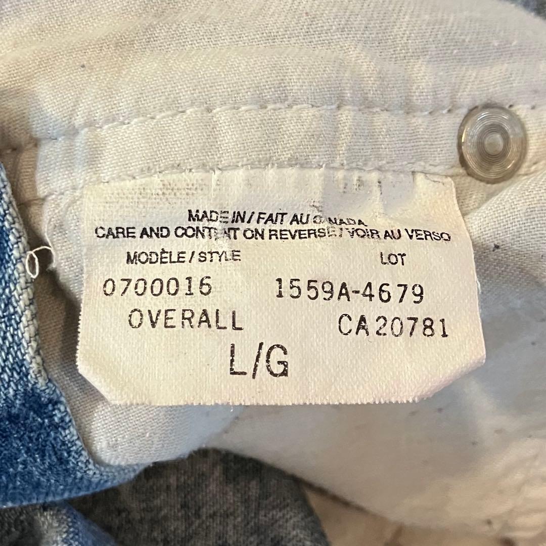 90sトミージーンズ　カナダ製オーバーオール肩紐切り替えデザイントリコロール刺繍