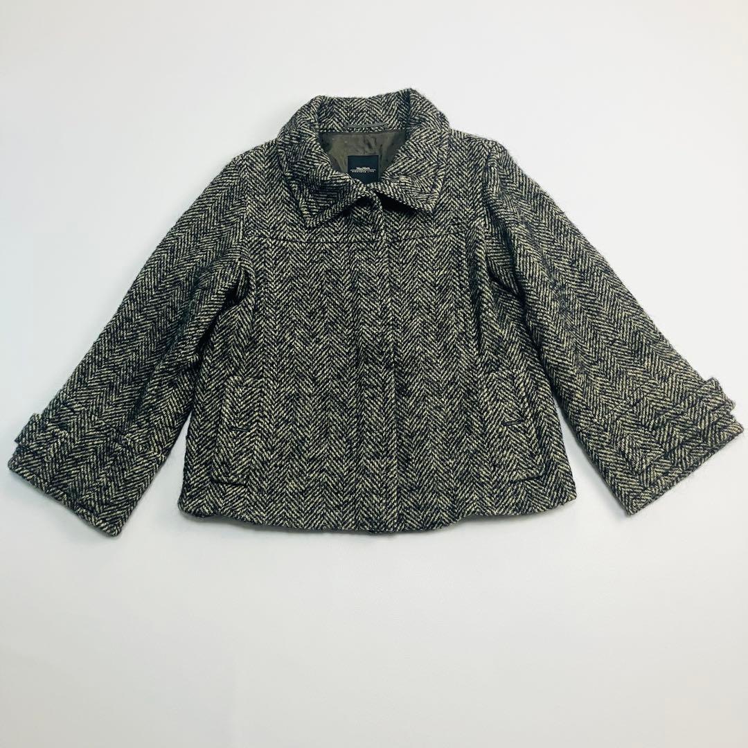 超希少サイズ　美品　マックスマーラ　スタンドカラーコート　ヘリンボーン　XL