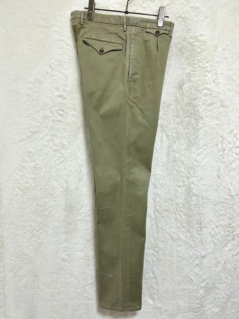 【美品】INCOTEX メンズ 製品染め パンツ 46 M 79cm 薄カーキ