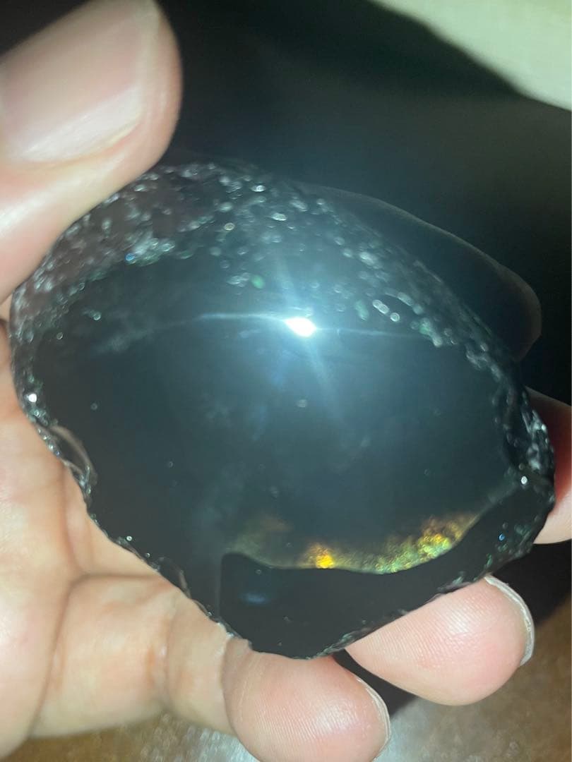 研磨品　十勝石玲瓏　ゴールデンレインボーオブシディアン