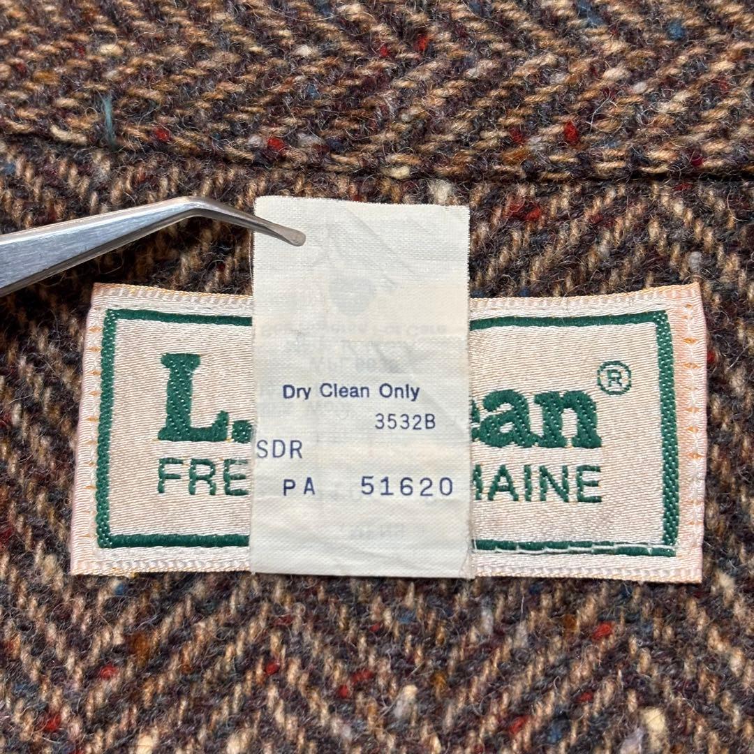 美品80sエルエルビーン　USA製　ヘリンボーンネップツイードジャケット　ウール