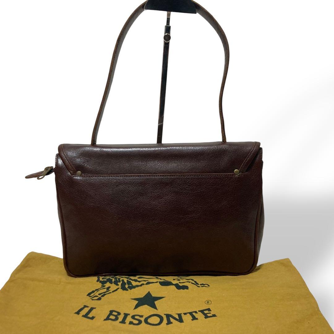【ヴィンテージ】イルビゾンテ　ショルダーバッグ　レザー　ロゴ型押し　ブラウン