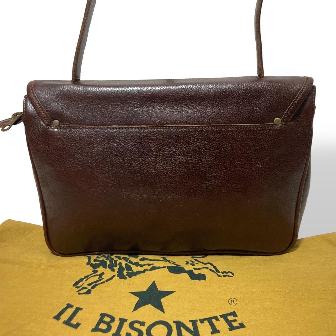 【ヴィンテージ】イルビゾンテ　ショルダーバッグ　レザー　ロゴ型押し　ブラウン