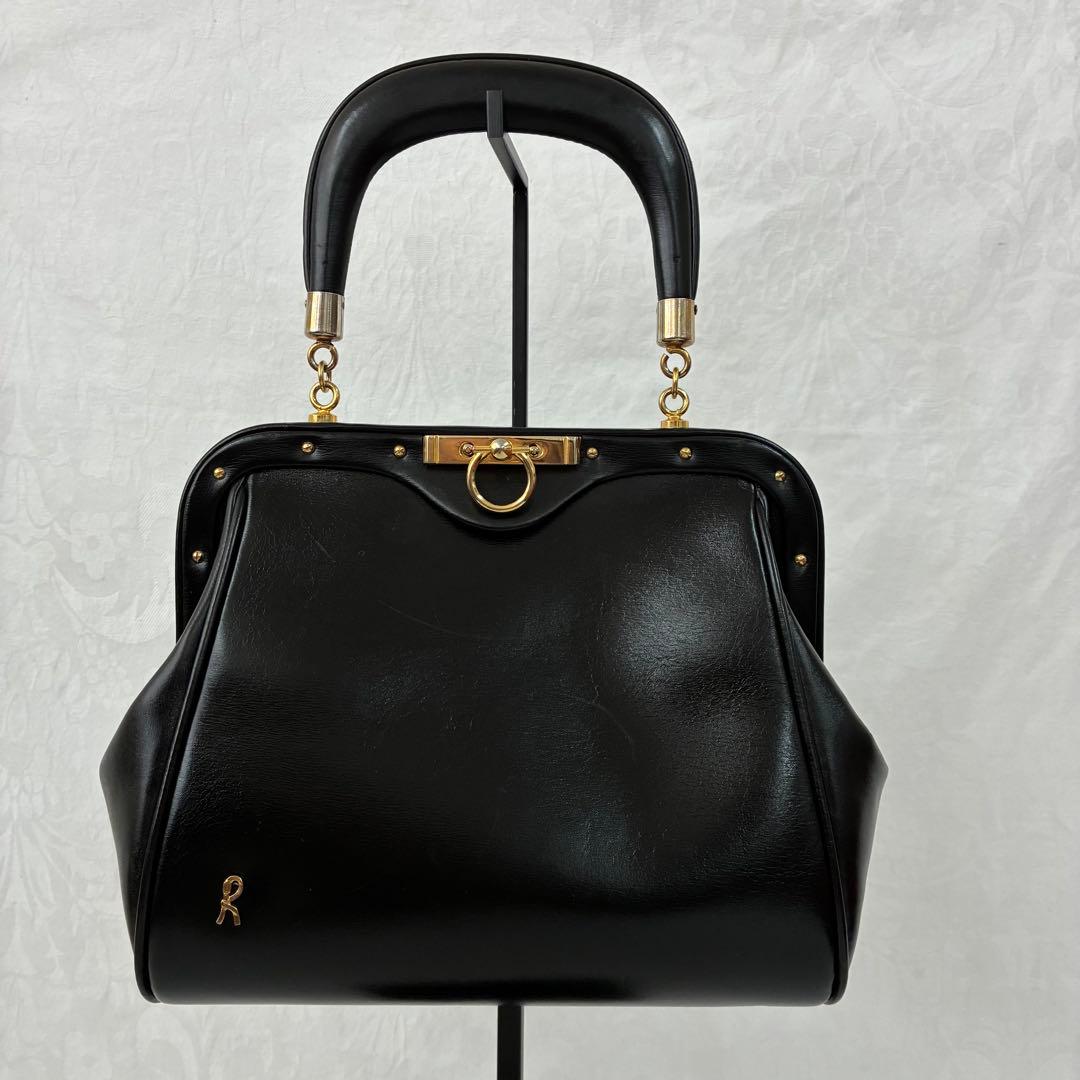 【RobertadiCamerino】レザー がま口 ワンハンドル ハンドバッグ