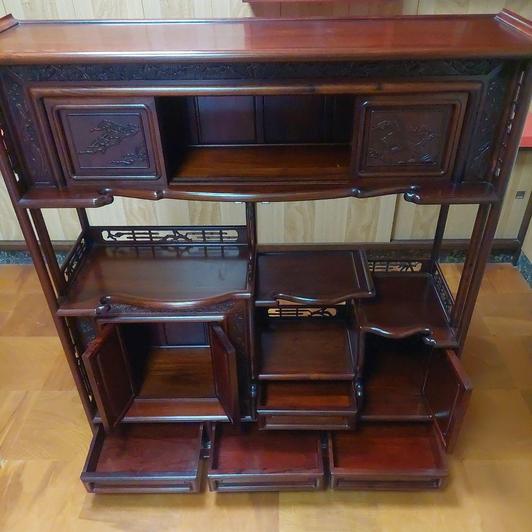 唐木家具　紫檀飾り棚　茶箪笥