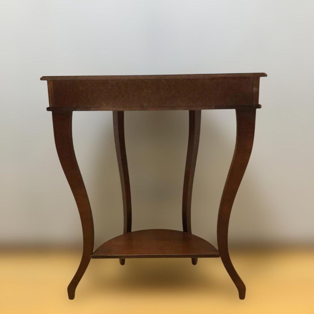 送料無料 クラシック調 半円コンソールテーブル 象嵌風 引き出し付 251127