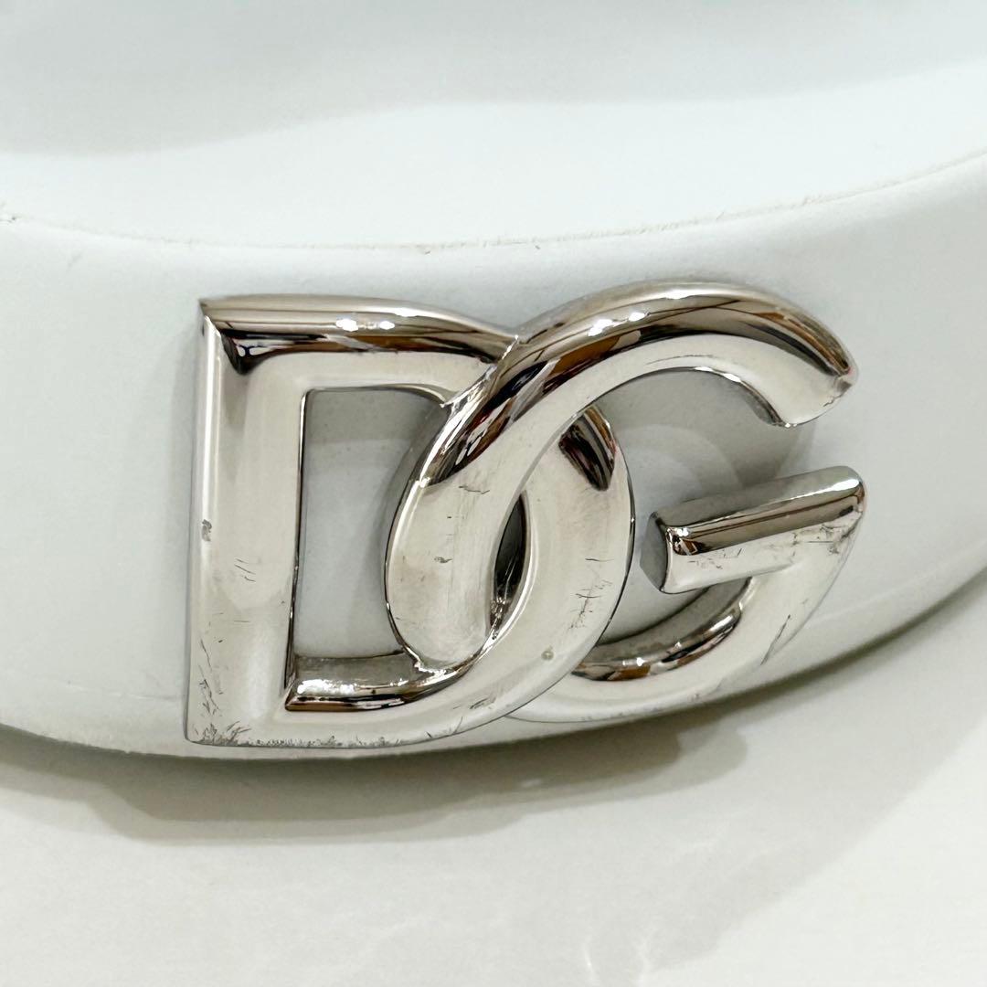 ドルチェ&ガッバーナ スライドサンダル 厚底 シルバーロゴ ホワイト 43