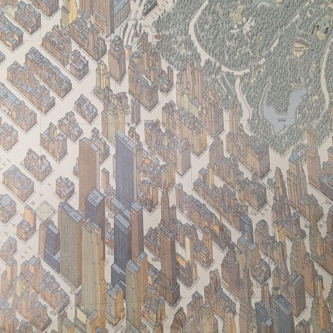 ニューヨーク 地図 超細密 鳥瞰図 マンハッタン ミッドタウン 1963ボルマン