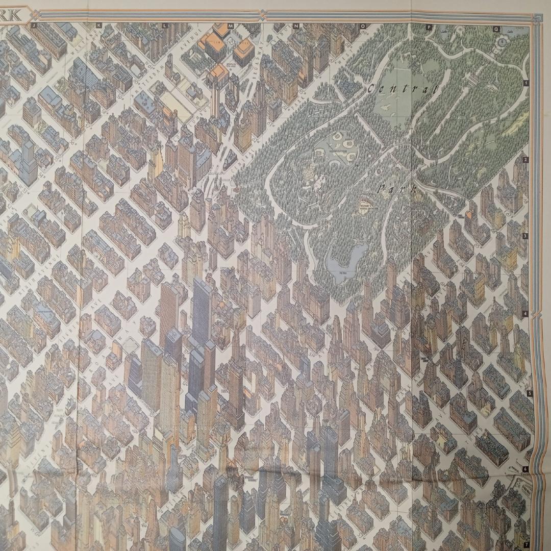 ニューヨーク 地図 超細密 鳥瞰図 マンハッタン ミッドタウン 1963ボルマン