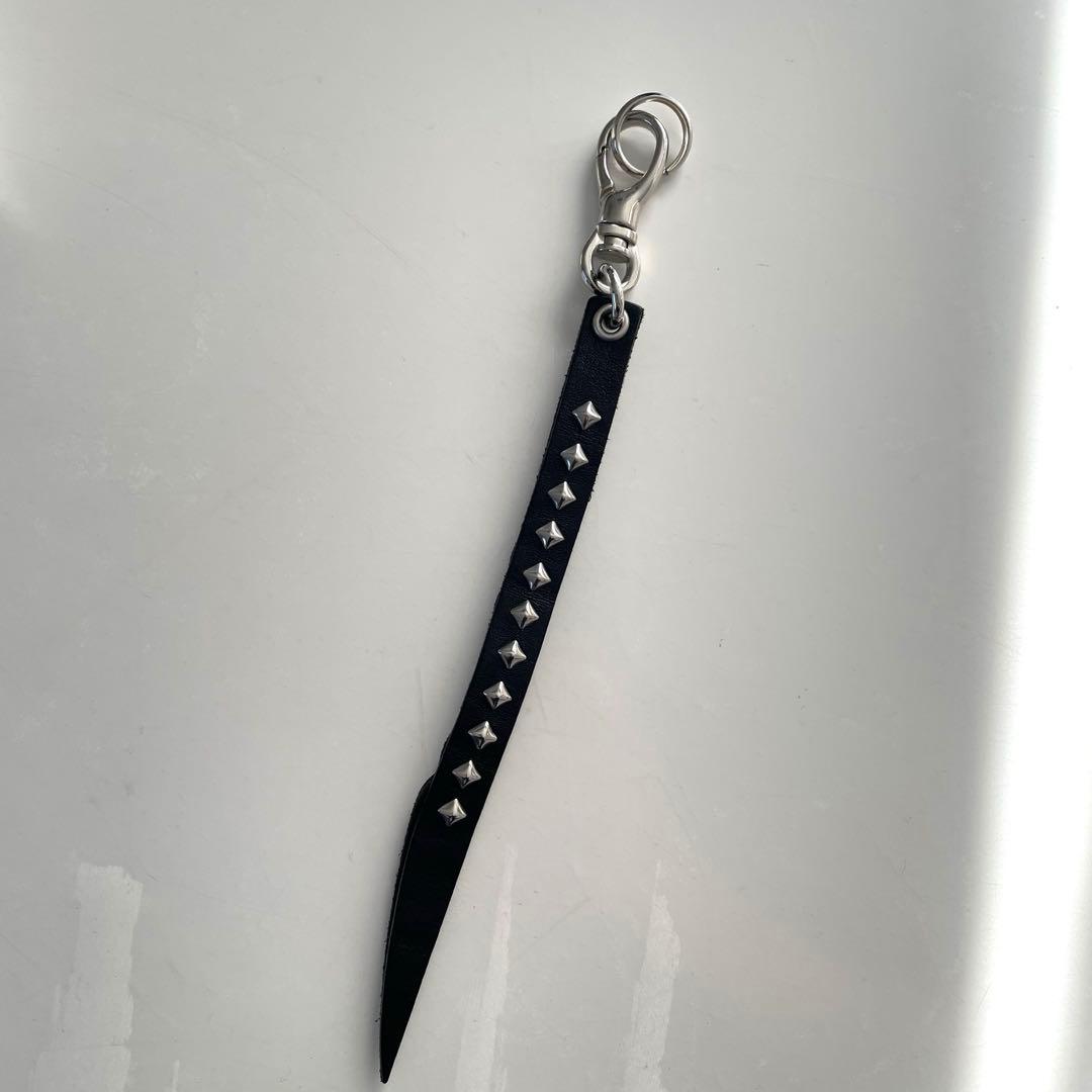 キャリー　スタッズ&ニットレザー　ショートキーホルダー