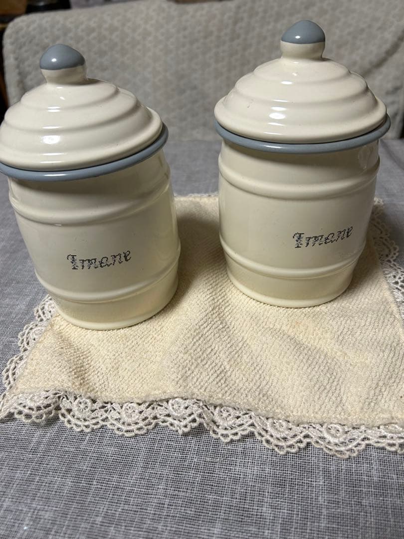 イマン ホーロー　キャニスター　エミリー　２個セット