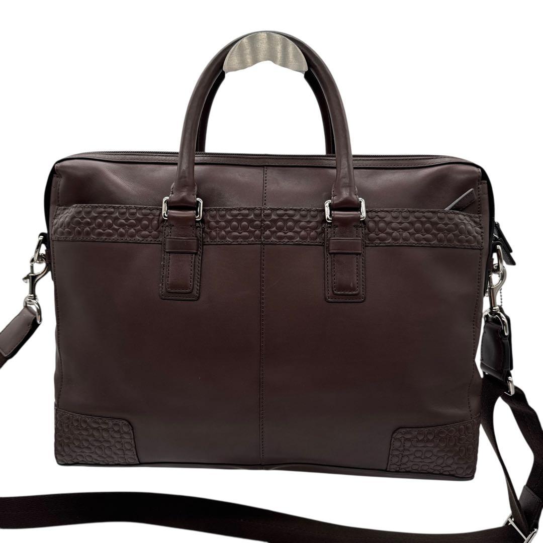 美品 コーチ 2way ビジネスバッグ ブラウン レザー ロゴ刻印