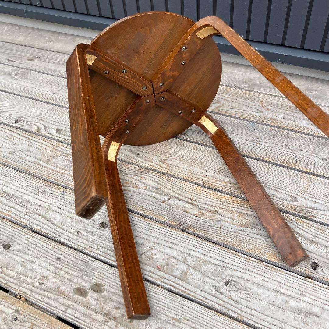 昭和レトロ 天然木製 丸型 円形スツール イス 丸椅子 プライウッドチェア