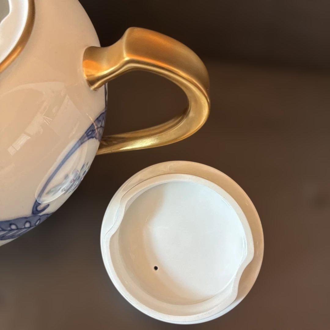 大倉陶園　呉須更紗 ティーポット、シュガーポット、クリーマー