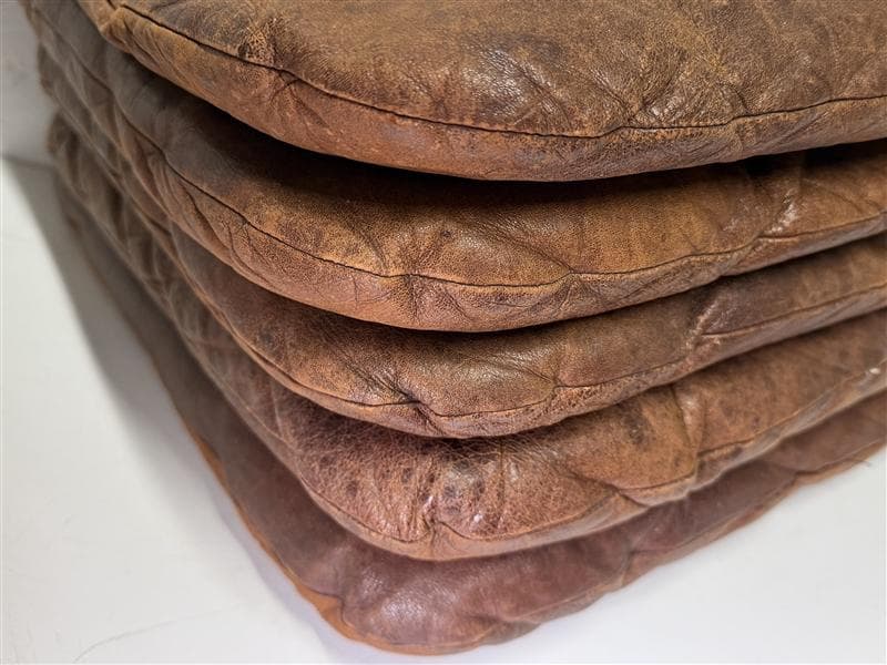 時代 茶席 革座布団 5枚組 レザー 皮 クッション 検索:(茶道具 煎茶道具)