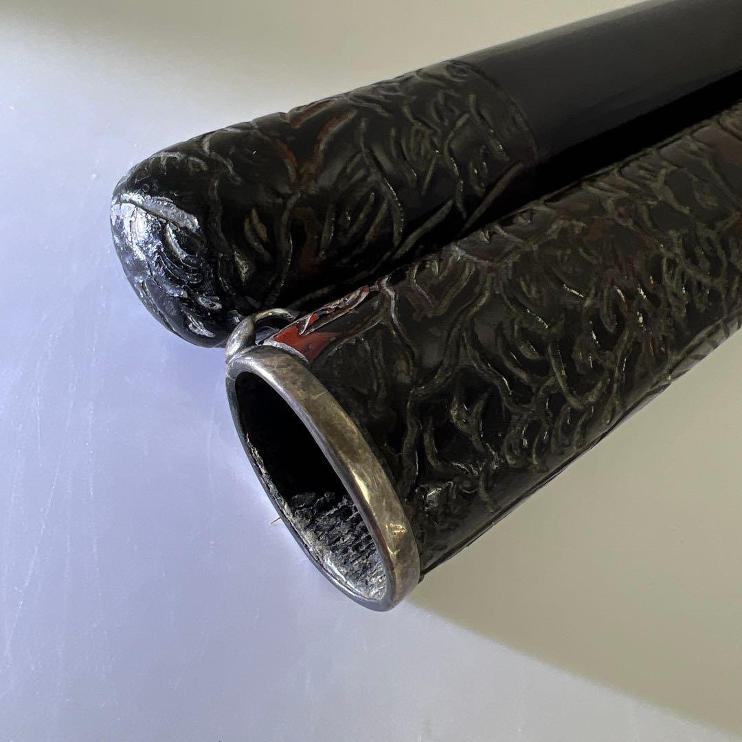 江戸時代　堆黒煙管筒　46g 東Y8-0123☆2F