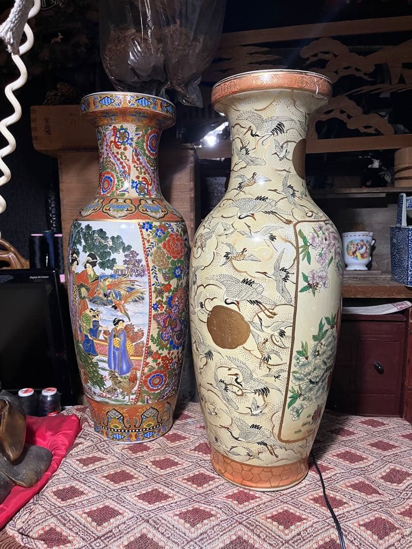 shota 薩摩焼 飾り大壺 60cm 金彩色絵 、豪華爛漫 美人図画 、