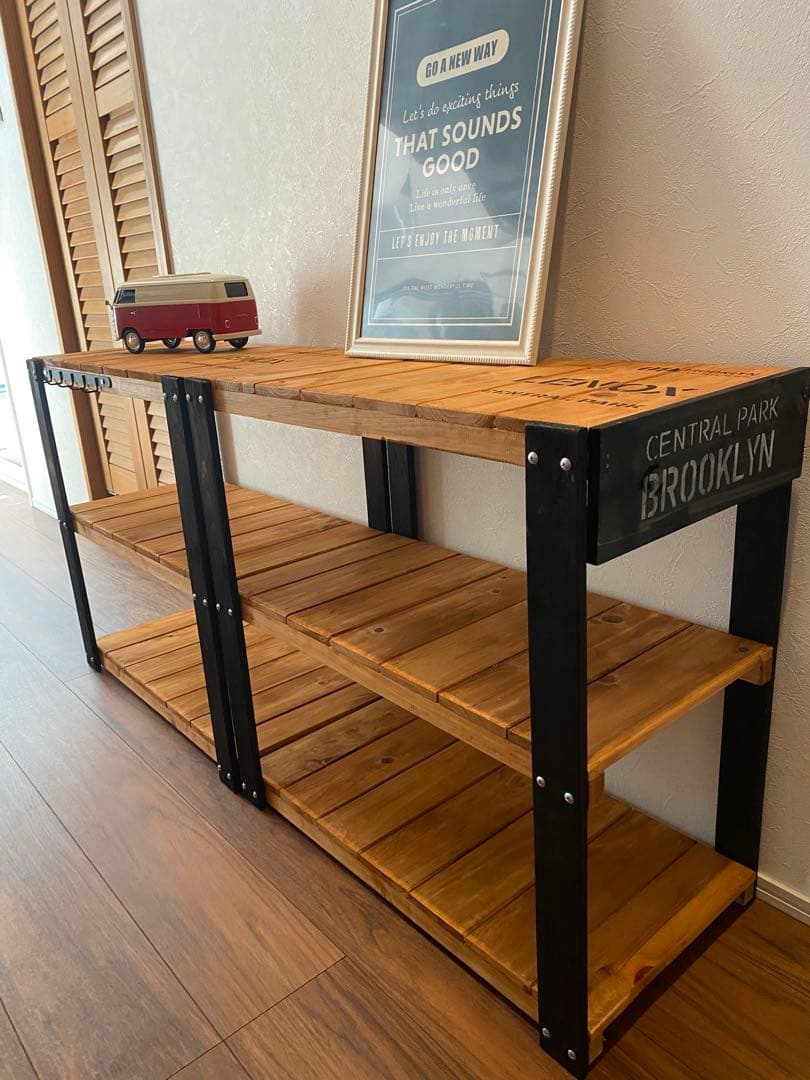 アイアン風　3段ラック　アメリカン　飾り棚