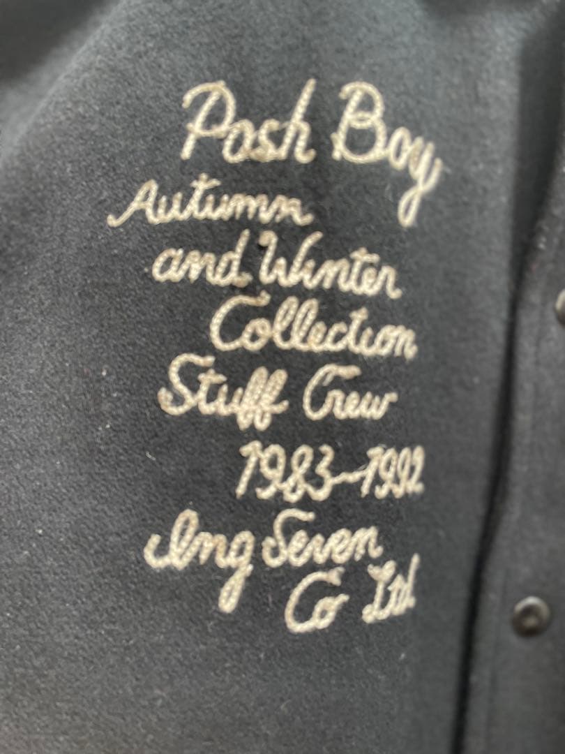 美品 POSH BOY ポッシュボーイ スタジャン80s バックロゴ 袖革