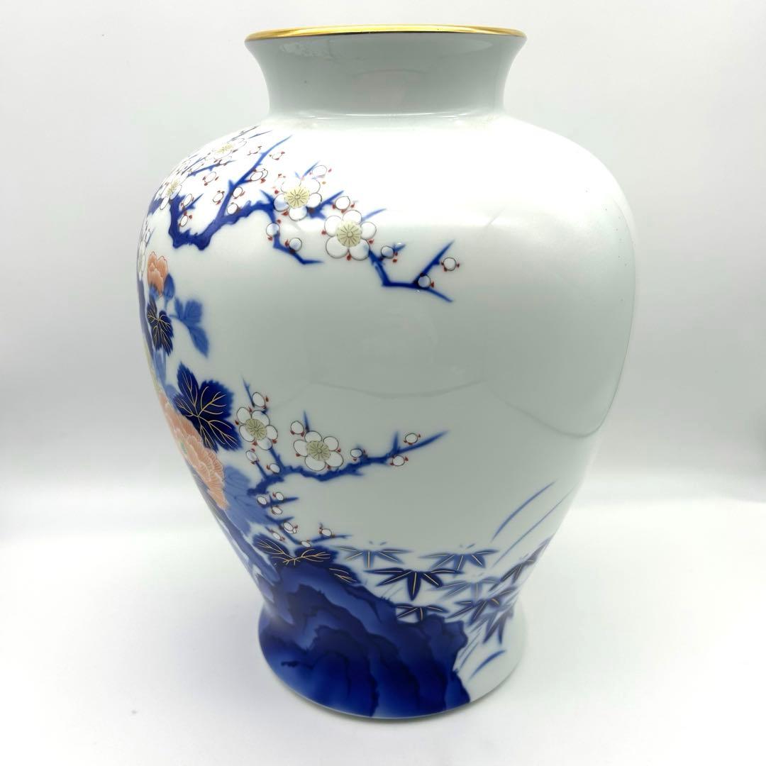 深川製磁　壺　花瓶　梅芙蓉　瑠璃　金彩 宮内庁御用達　高級花瓶