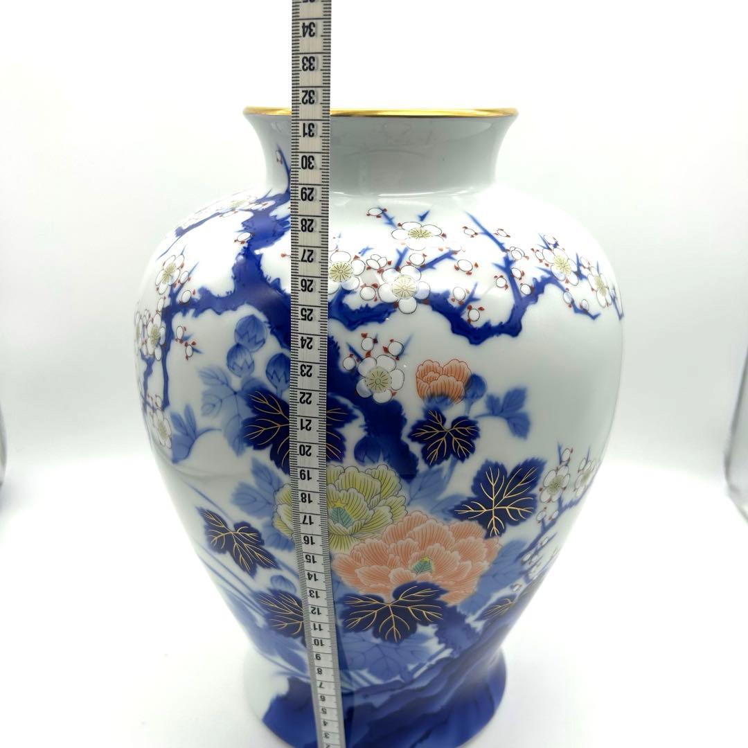 深川製磁　壺　花瓶　梅芙蓉　瑠璃　金彩 宮内庁御用達　高級花瓶