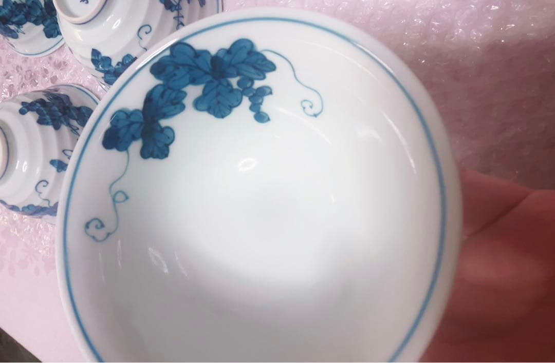 源右衛門 染付 葡萄絵 飯椀 茶碗 5客セット