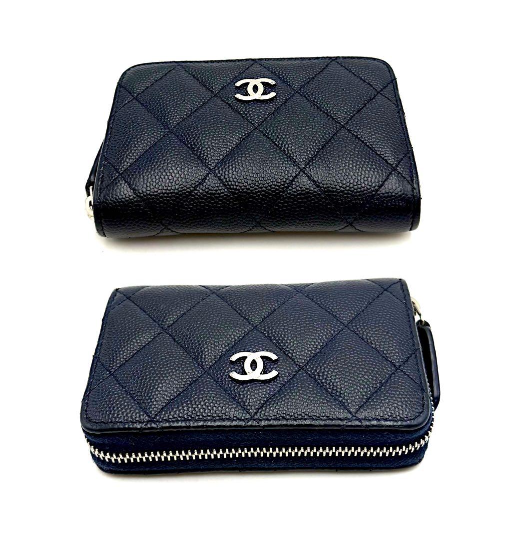 シャネル クラシック ジップ パースキャビアスキン ネイビー