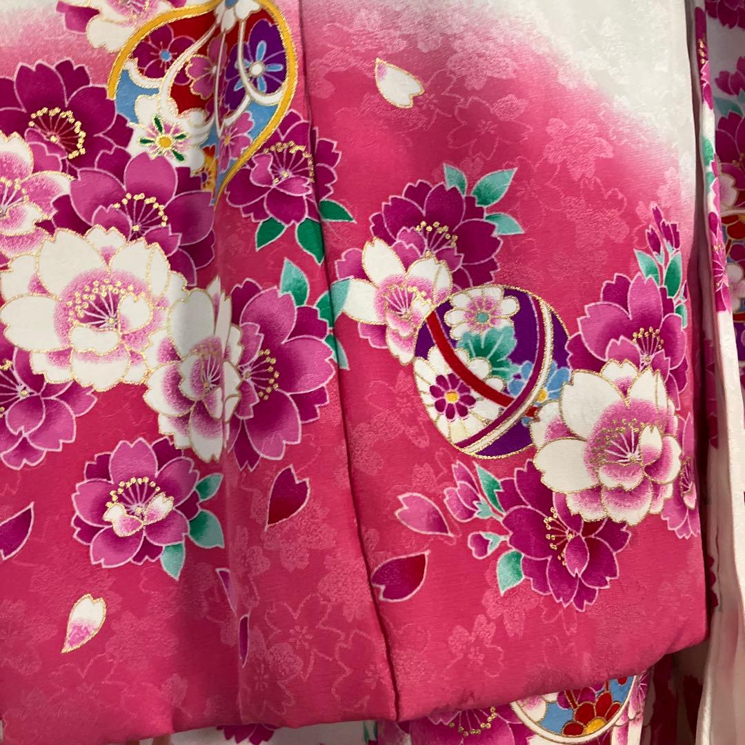 七五三用 花柄衣装 ピンクと白