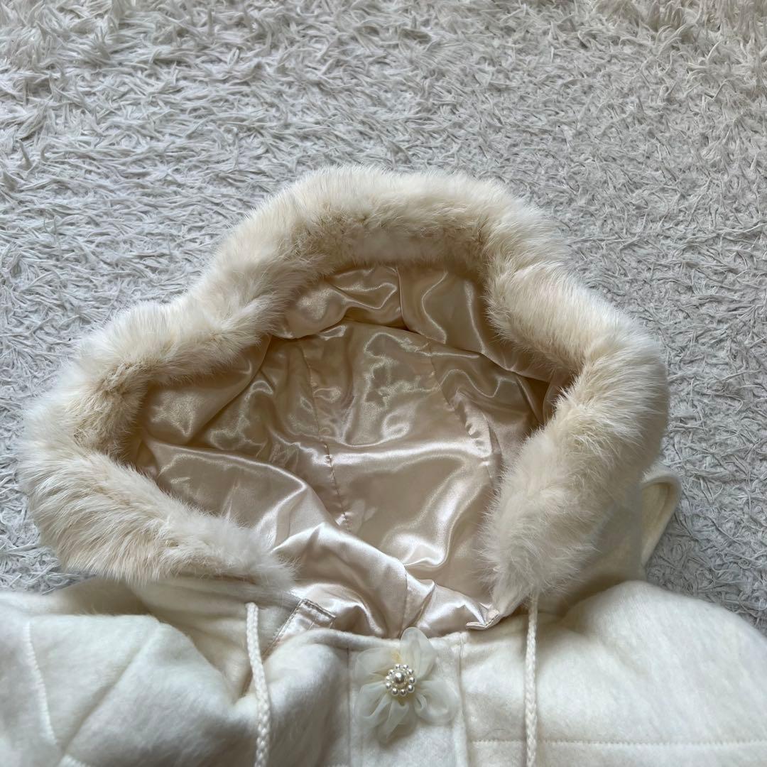 未使用品 LIZ LISA ラビットファー フードコート Aライン 裏地花柄