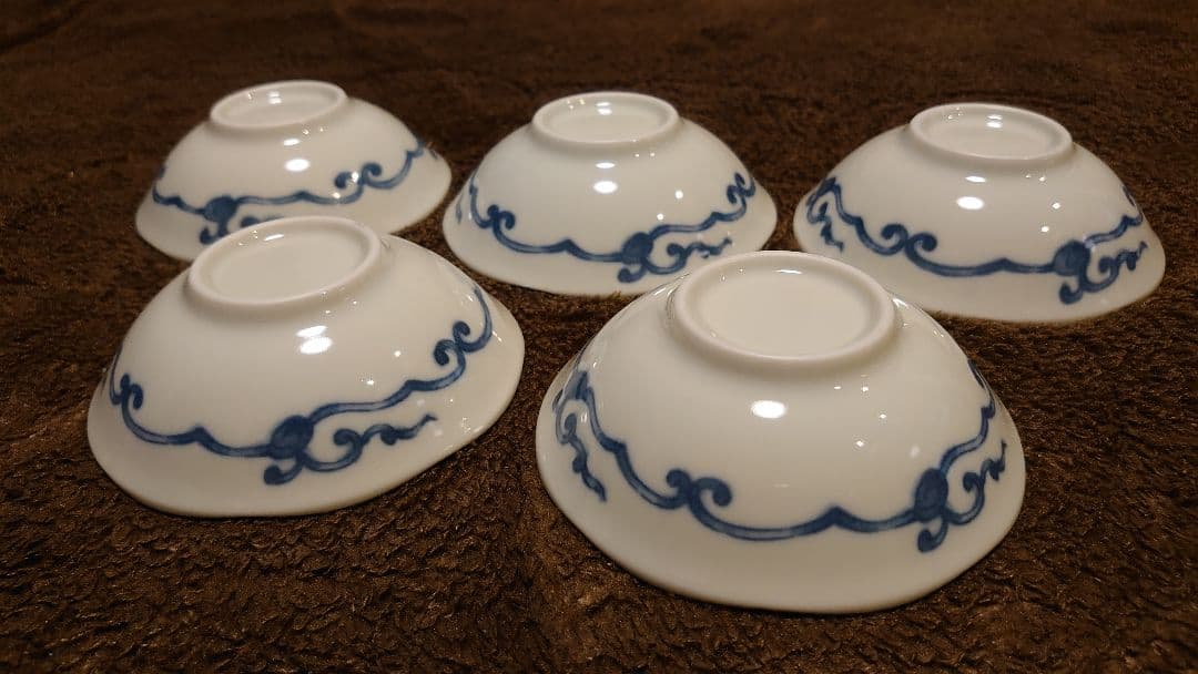 古伊万里　伊万里　染付　豆鉢　江戸期　蔵出し　５客