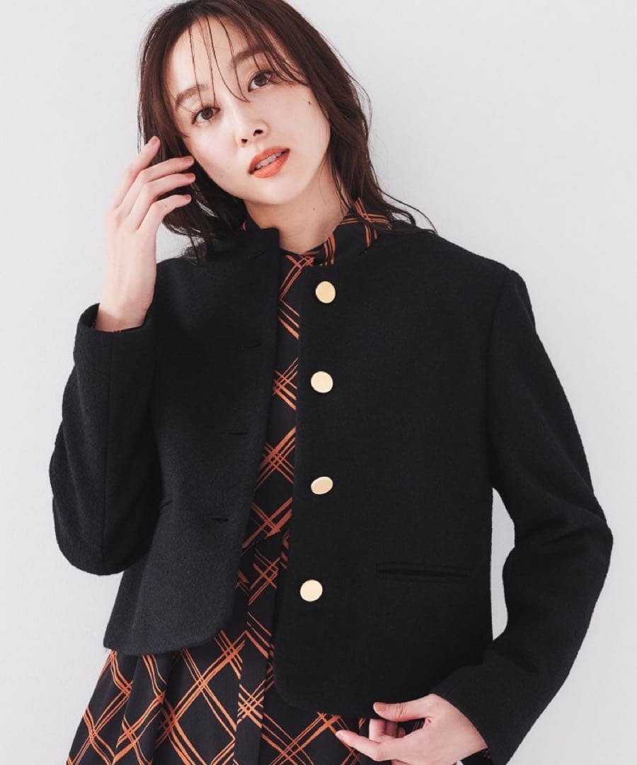 タグ付 定価4万 UNTITLED 2024 ブークレークロップドジャケット 黒