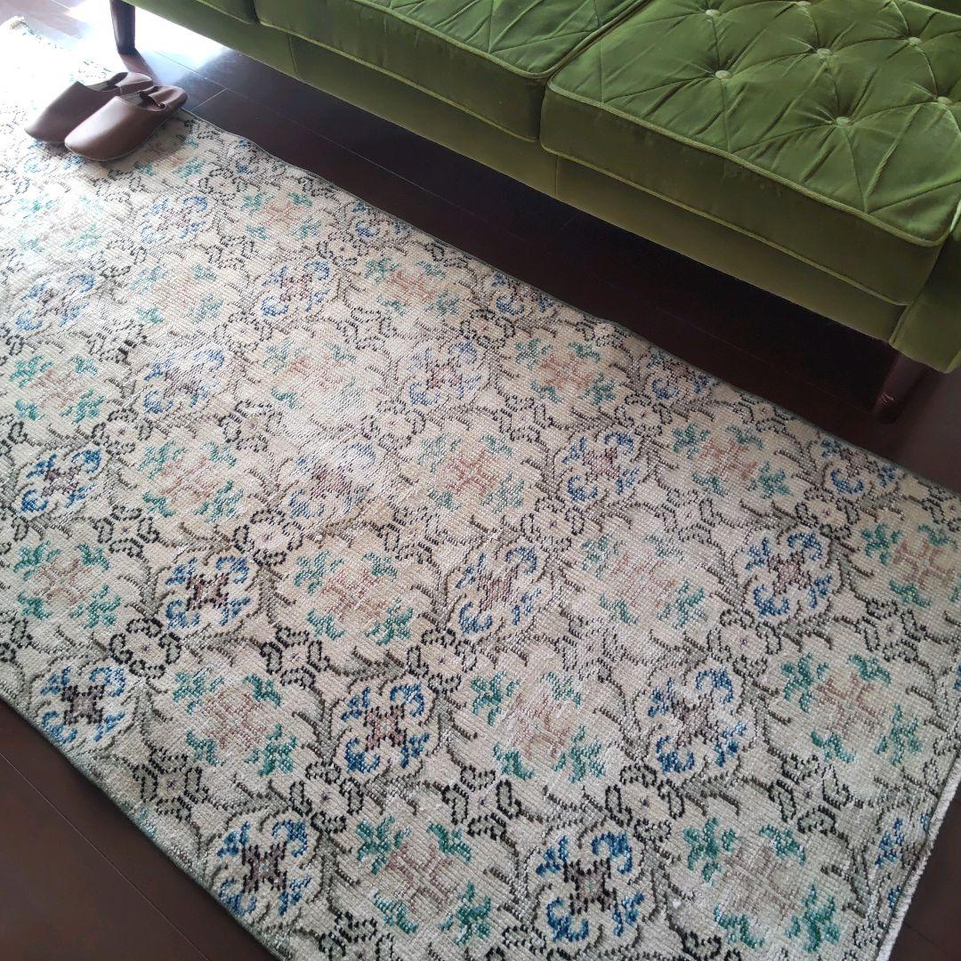 【すみれ】トルコラグ　94×209　ヴィンテージラグ　MS039