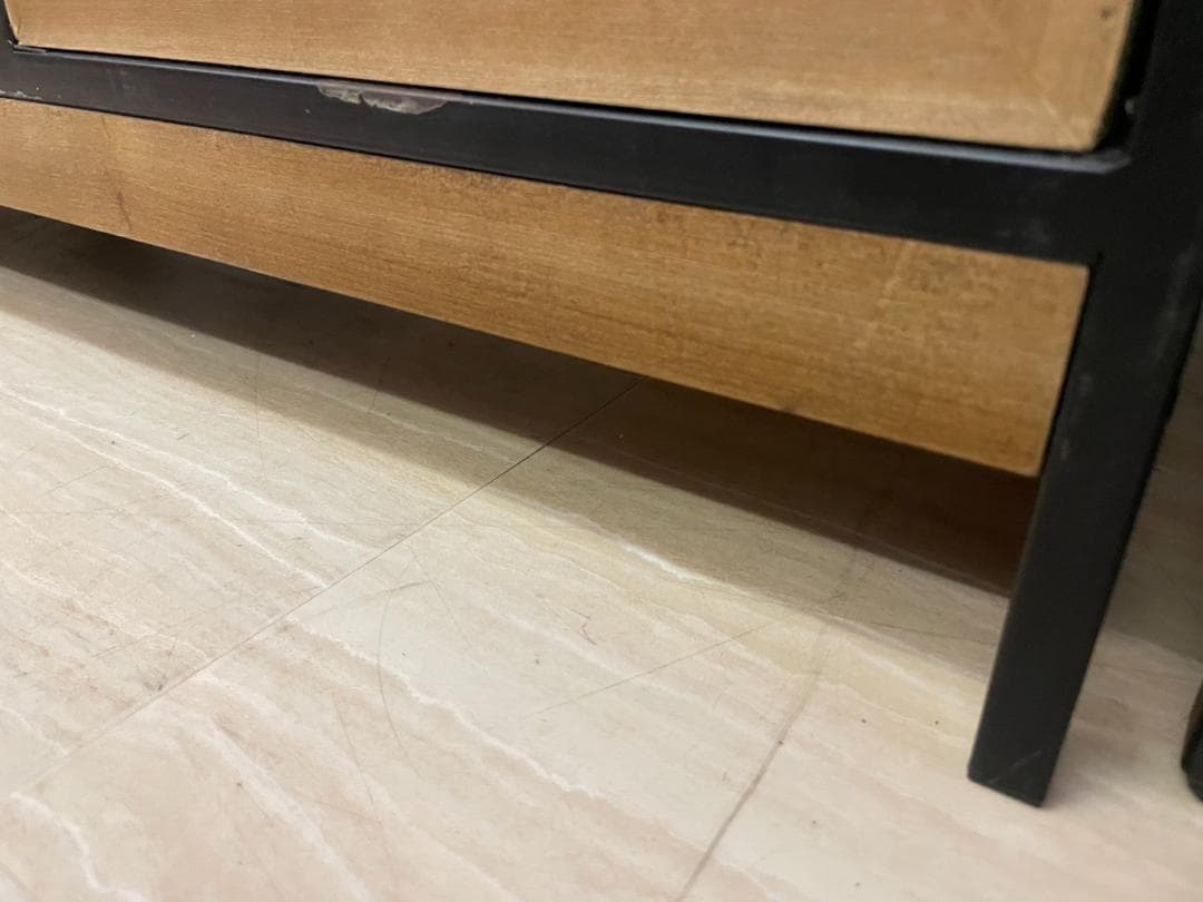 天然木　スチール　キャビネット　インダストリアル　サイドボード　引出　レトロ　棚