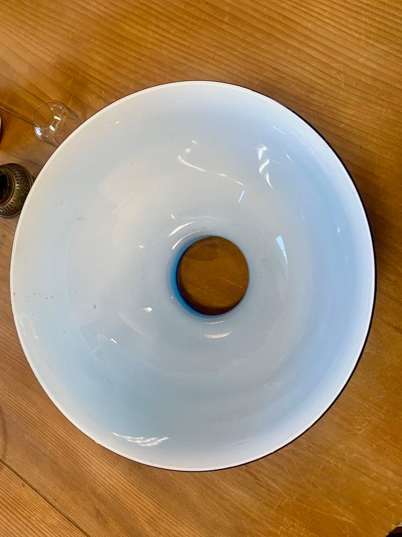 オイルランプ　和ガラス　ブルーガラス　当時もの　可動品　電笠　大正　昭和レトロ