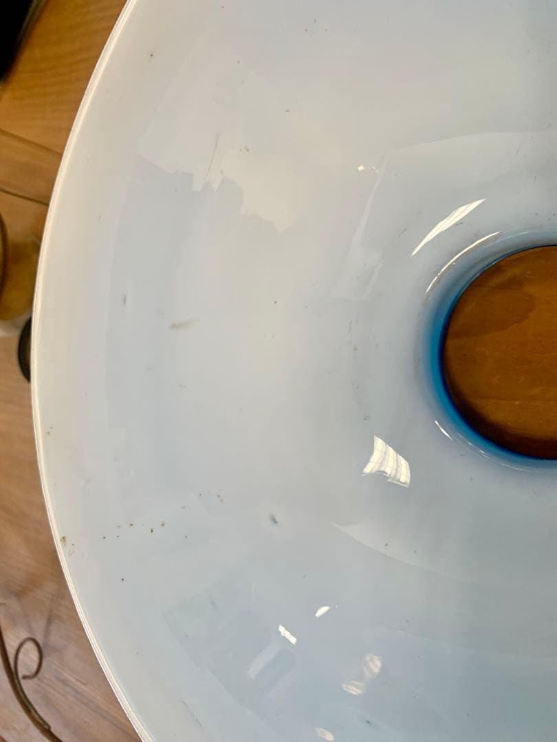 オイルランプ　和ガラス　ブルーガラス　当時もの　可動品　電笠　大正　昭和レトロ