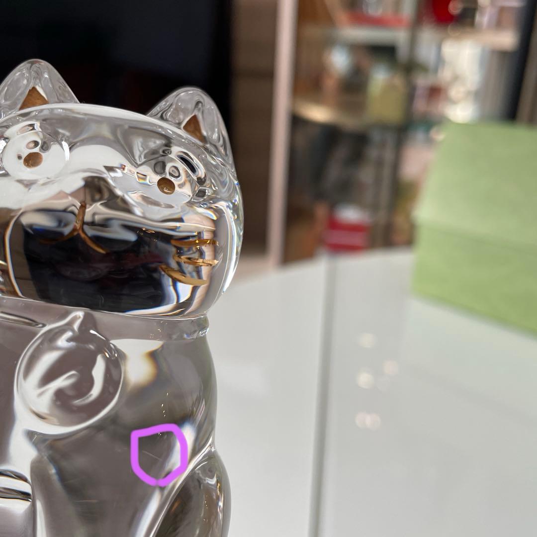 美品 Baccarat クリスタルガラス 招き猫 ラッキーキャット まねき猫